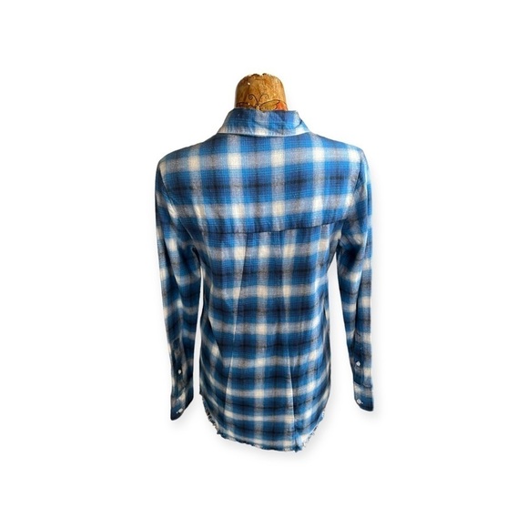 RtA top plaid casual blue white button down small long sleeve - Picture 4 of 8